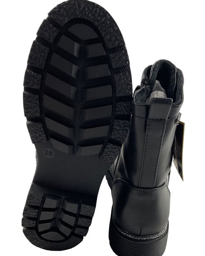 ndigo Mädchen Schnürstiefelletten 452 306 Schwarz Synthtik