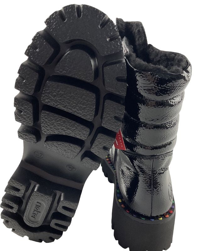 Rieker Damen Schnürstiefel Y3330-00 schwarz Kunstlack