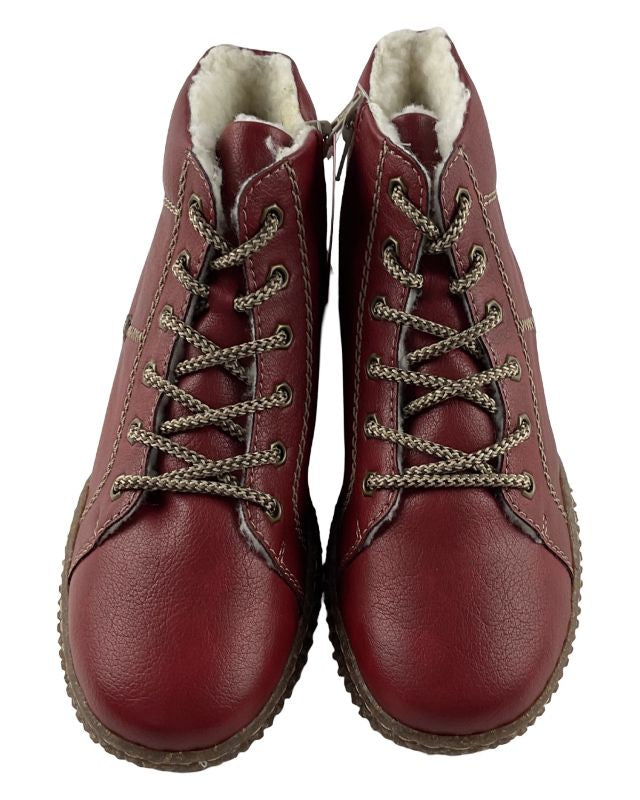 Rieker Damen Schnürstiefel Y8412-33  Rot Kunstleder