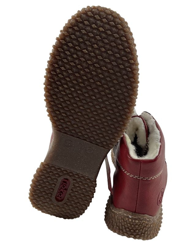 Rieker Damen Schnürstiefel Y8412-33  Rot Kunstleder