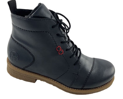 Rieker Damen Schnürstiefel 73500-14  Blau Kunstleder