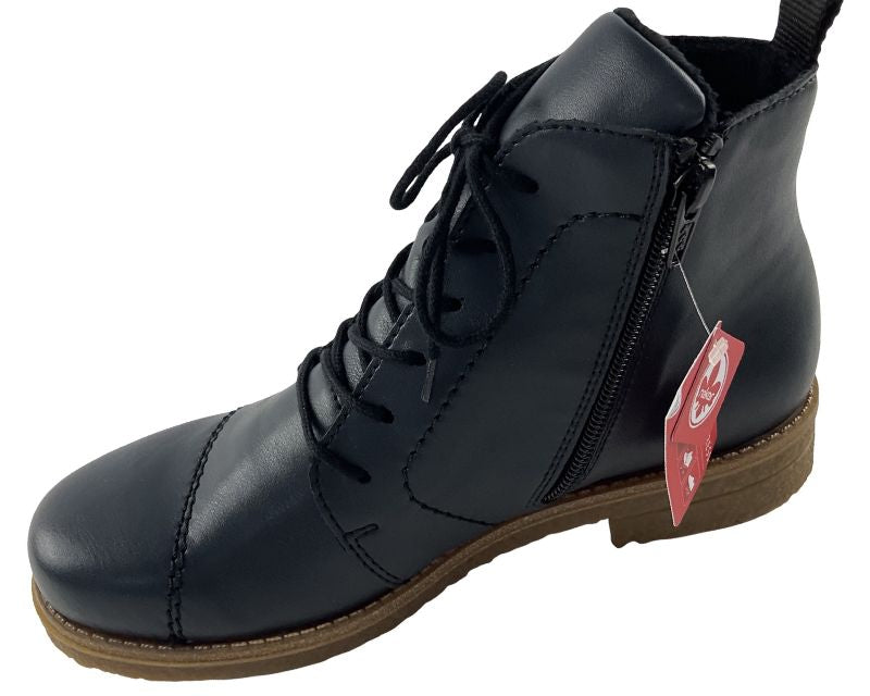 Rieker Damen Schnürstiefel 73500-14  Blau Kunstleder
