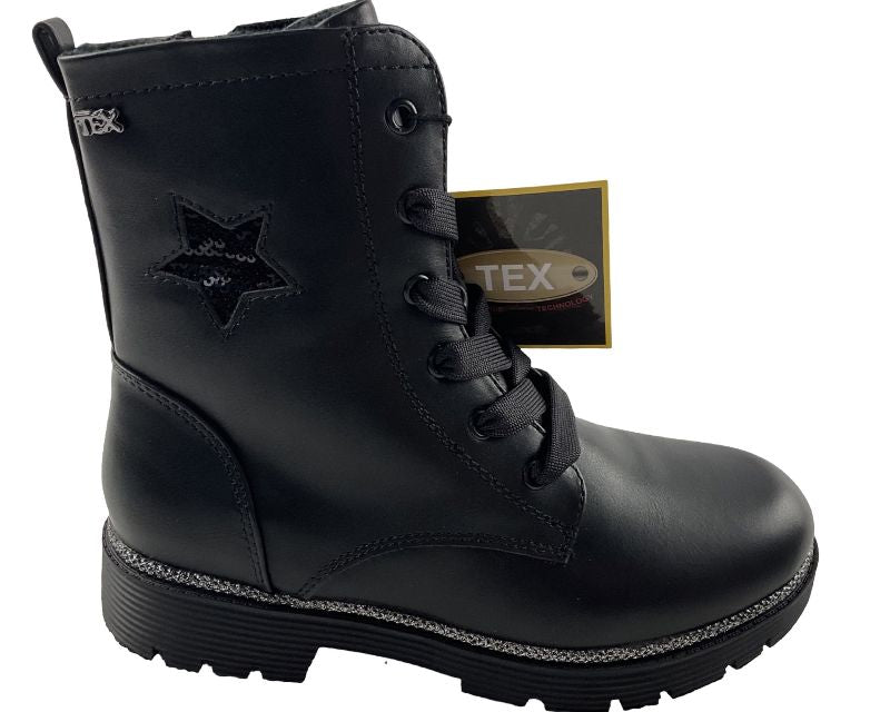 ndigo Mädchen Schnürstiefelletten 452 306 Schwarz Synthtik