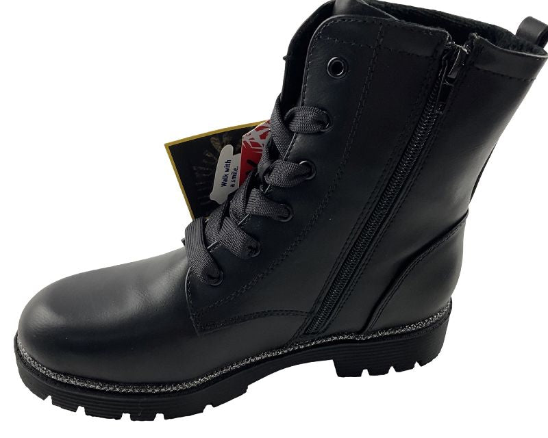 ndigo Mädchen Schnürstiefelletten 452 306 Schwarz Synthtik