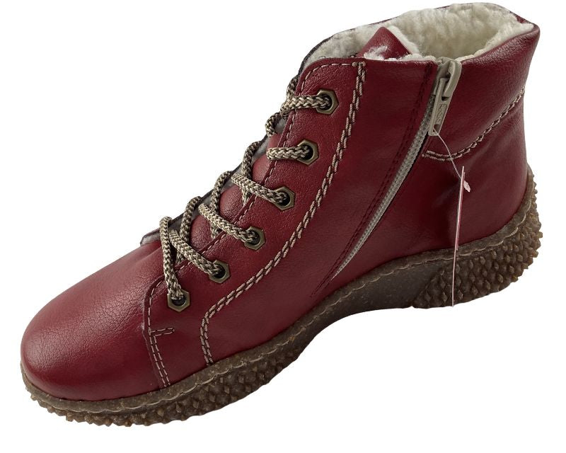 Rieker Damen Schnürstiefel Y8412-33  Rot Kunstleder