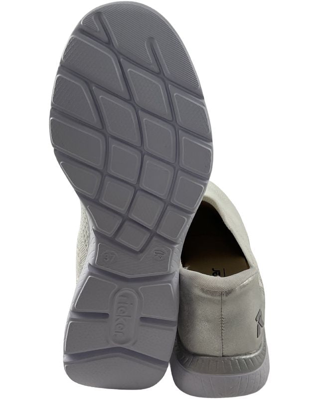Rieker Damen Sneaker Low Slipper M5072-80 Weiß Textil