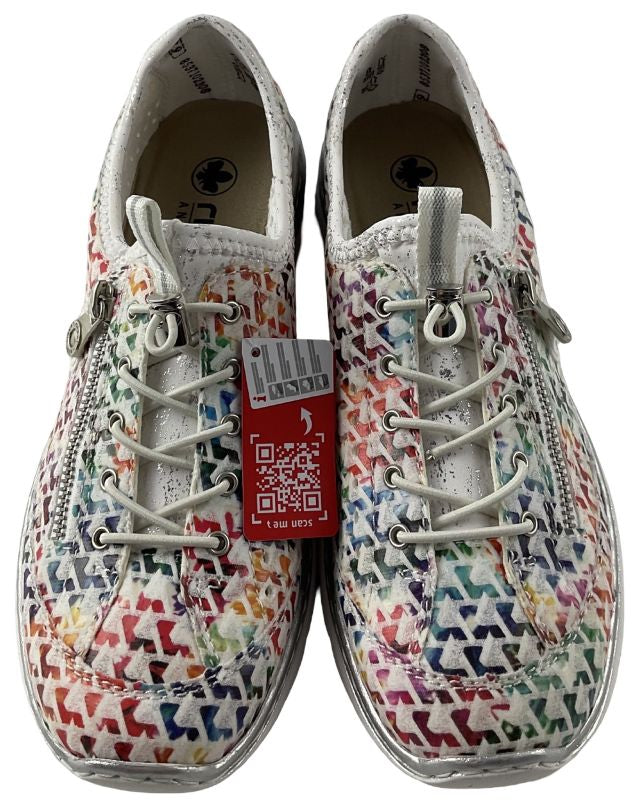 Rieker Damen Slipper L3252-90   bunt mit  Gummizug ,  Kunstleder