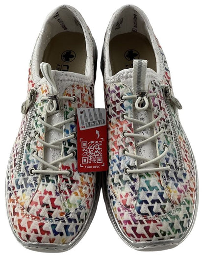 Rieker Damen Slipper L3252-90   bunt mit  Gummizug ,  Kunstleder