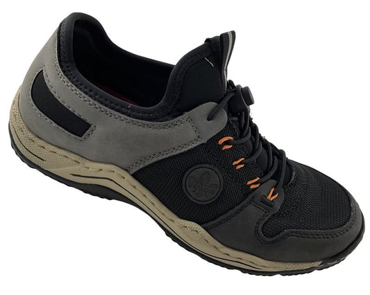 Rieker Damen Slipper L0593-00 Schwarz mit  Gummizug,  Kunstleder