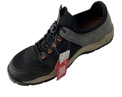 Rieker Damen Slipper L0593-00 Schwarz mit  Gummizug,  Kunstleder