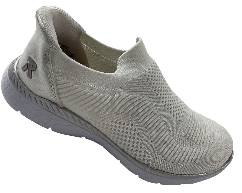 Rieker Damen Sneaker Low Slipper M5072-80 Weiß Textil