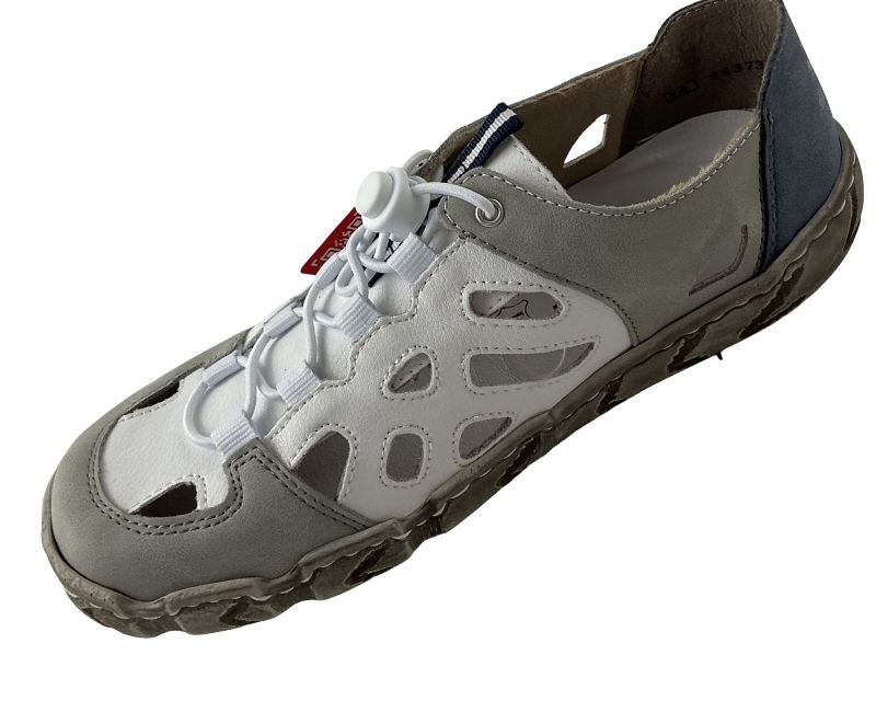 Rieker Damen Slippe L0358-80  Leder/Synthetik ,Weiß/Grau