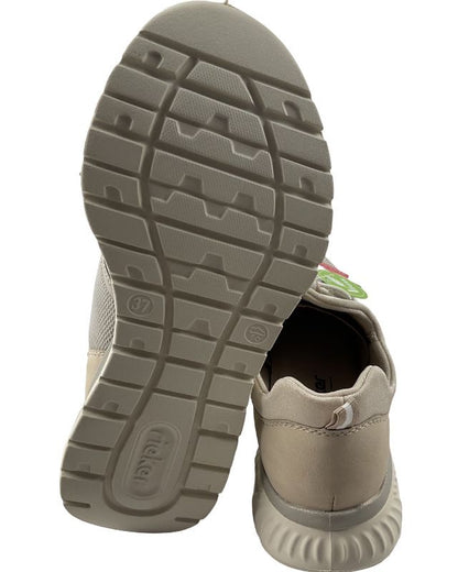 Rieker Damen Sneaker  M6078-60 Beige  Slipper mit Gummizug