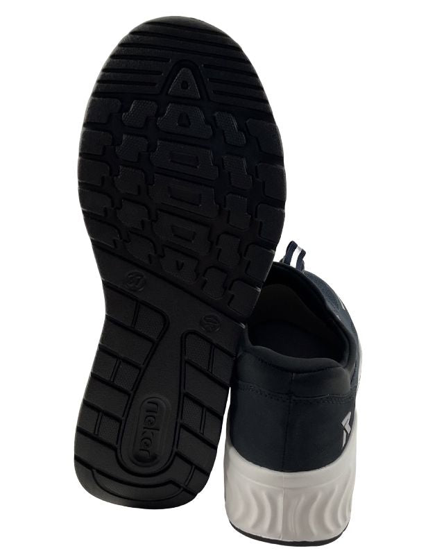 Rieker Damen Sneaker Low N5257-14 Blau mit Gummizug