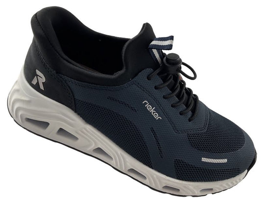 Rieker Damen Sneaker Low N5257-14 Blau mit Gummizug