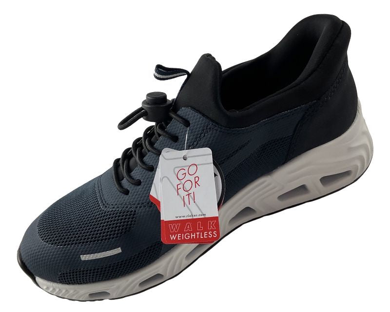 Rieker Damen Sneaker Low N5257-14 Blau mit Gummizug