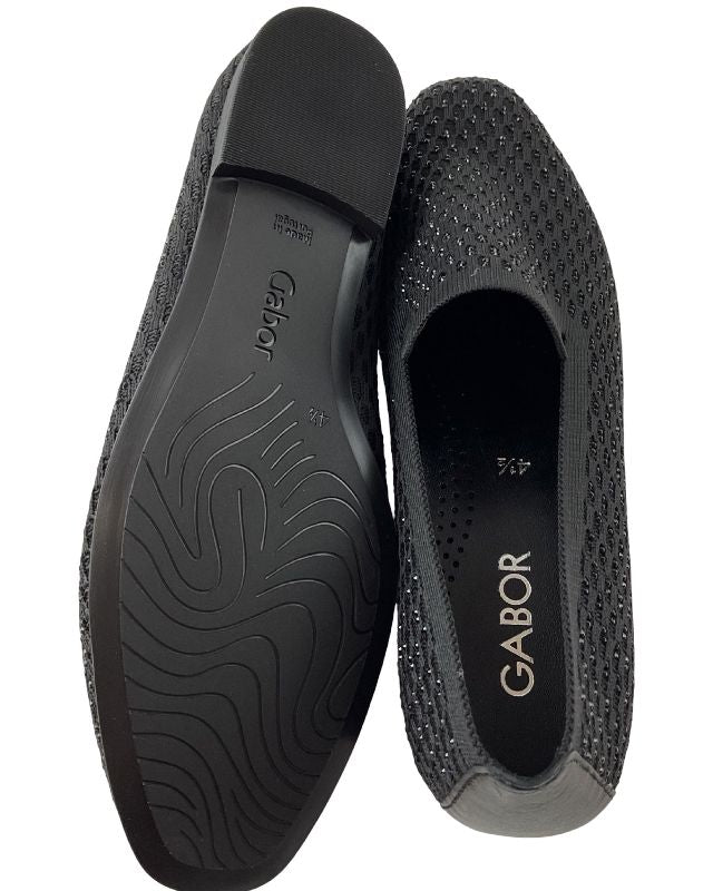 Gabor Damen Slipper 85.216.42Materialmix- Stretch(Glitter) Schwarz