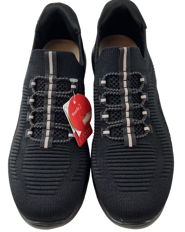 Rieker Damen Sneaker Low Slipper M5066-00 Schwarz Ready2GO