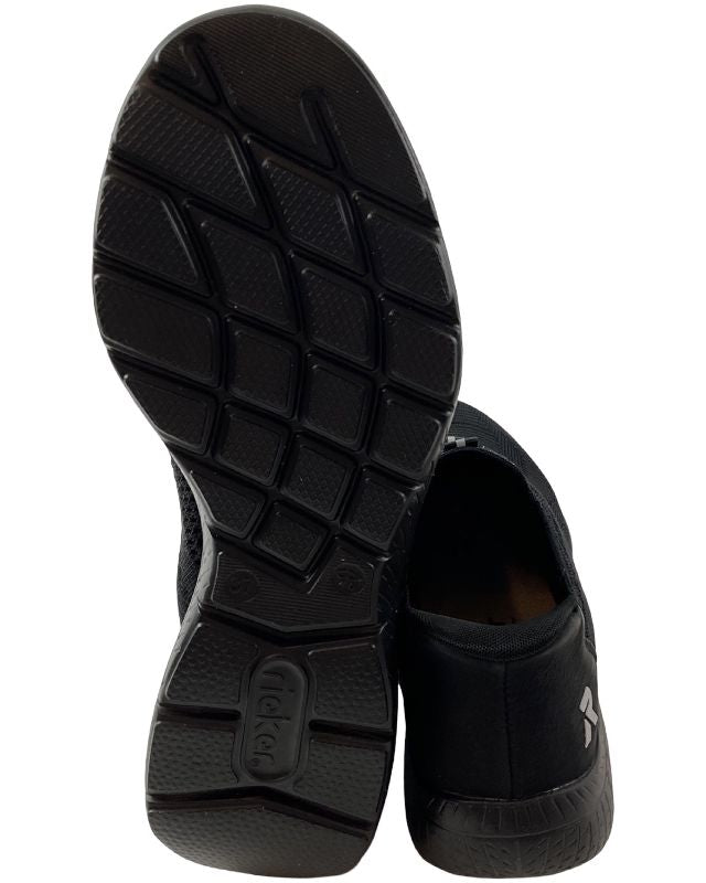 Rieker Damen Sneaker Low Slipper M5066-00 Schwarz Ready2GO