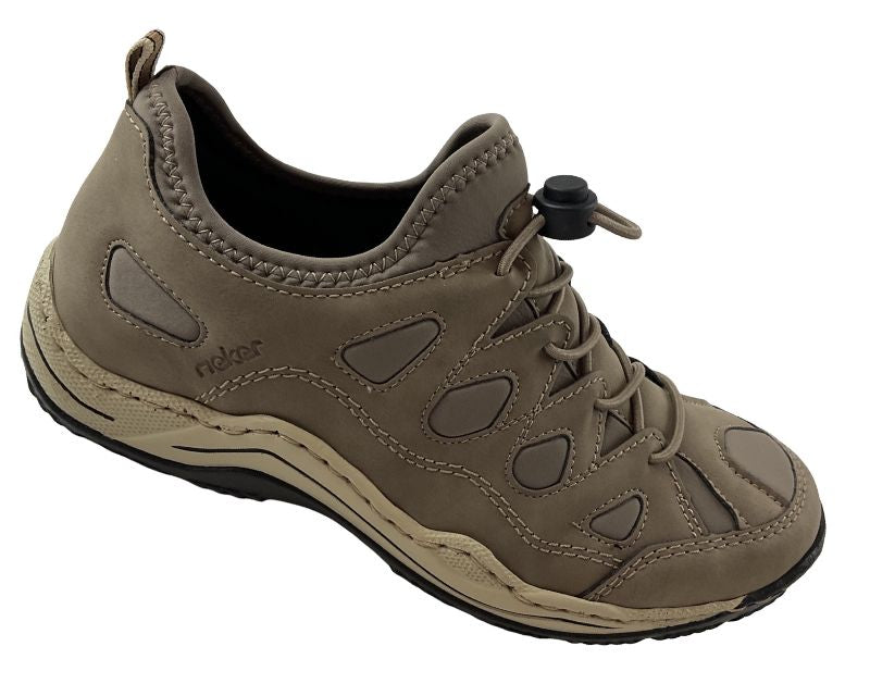 Rieker Damen Slipper L0551-64Beige  mit  Gummizug,  Kunstleder