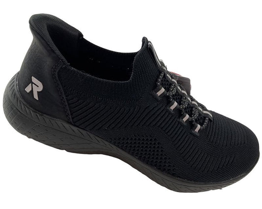 Rieker Damen Sneaker Low Slipper M5066-00 Schwarz Ready2GO