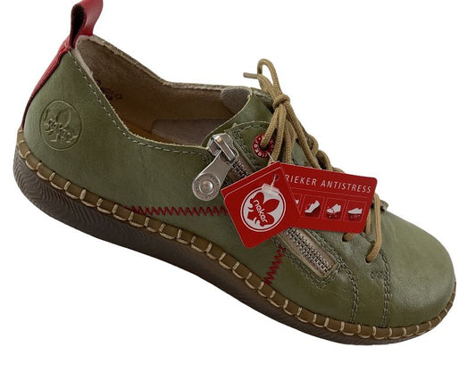 Rieker Damen Schnürschuhe N2401-54 Grün Extra-Weit