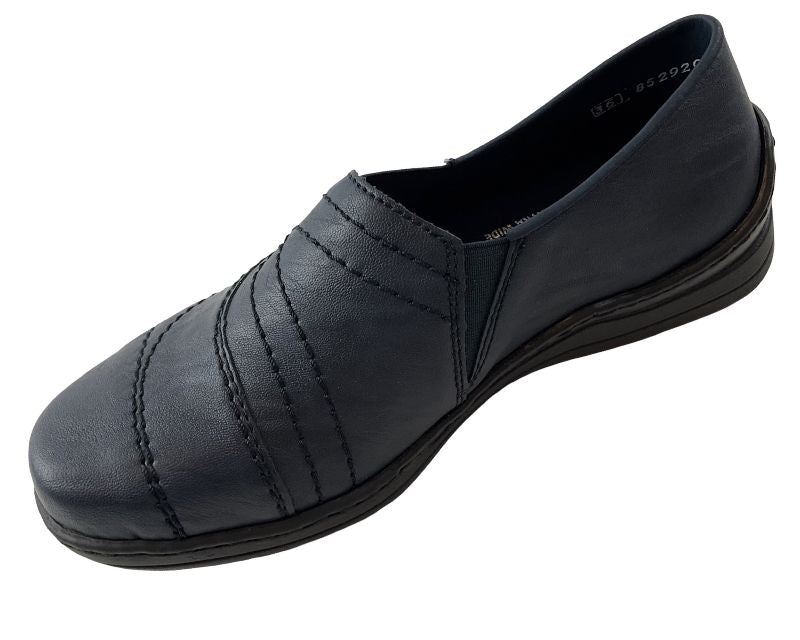 Rieker Damen Slipper 48961-14 Blau , Kunstleder,Extra-Weit