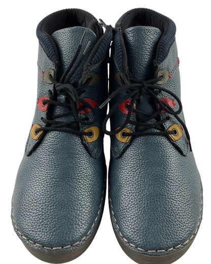 Rieker Damen Kurzstiefel  52544-14 Blau Schnürung+Reißverschluss