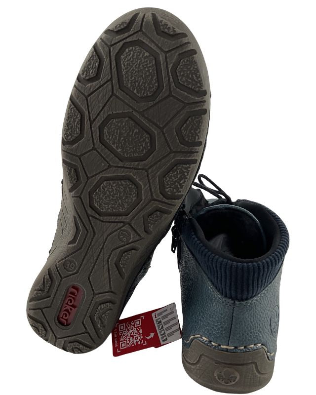 Rieker Damen Kurzstiefel  52544-14 Blau Schnürung+Reißverschluss