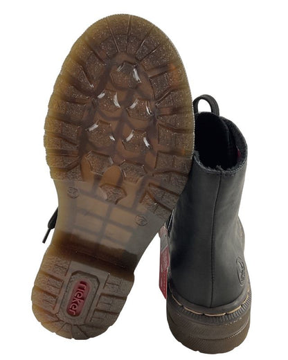 Rieker Damen Kurzstiefel 78240-00 Schwarz Schnürung+Reißverschluss