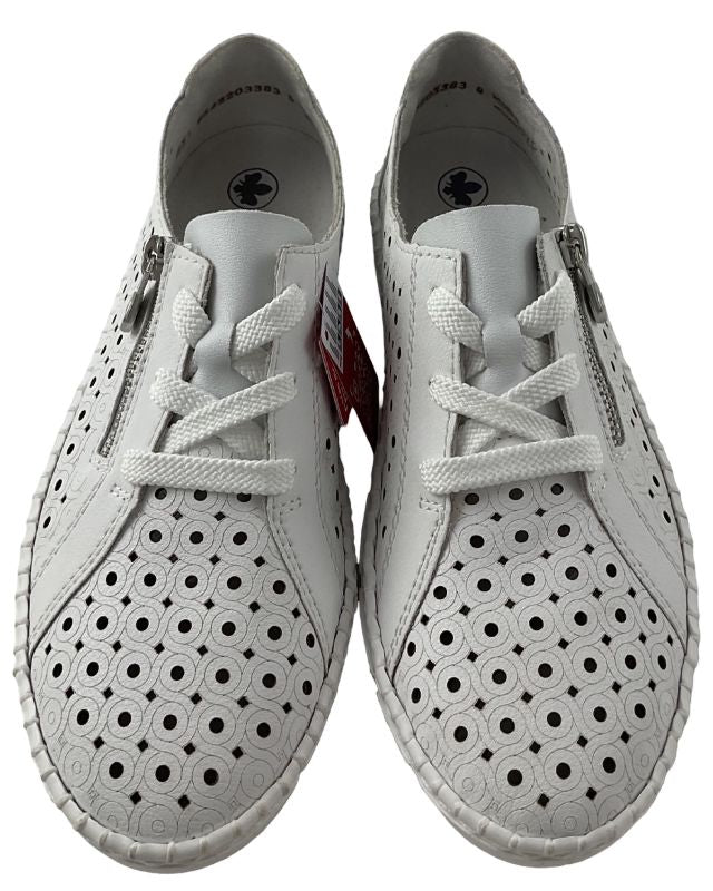 Rieker Damen Schnürschuhe M2300-80 Weiß Leder/Synthetik