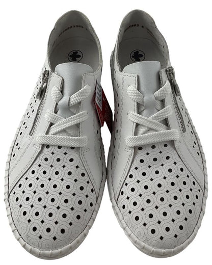 Rieker Damen Schnürschuhe M2300-80 Weiß Leder/Synthetik