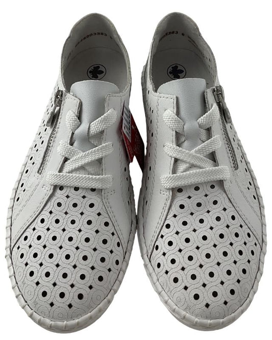 Rieker Damen Schnürschuhe M2300-80 Weiß Leder/Synthetik