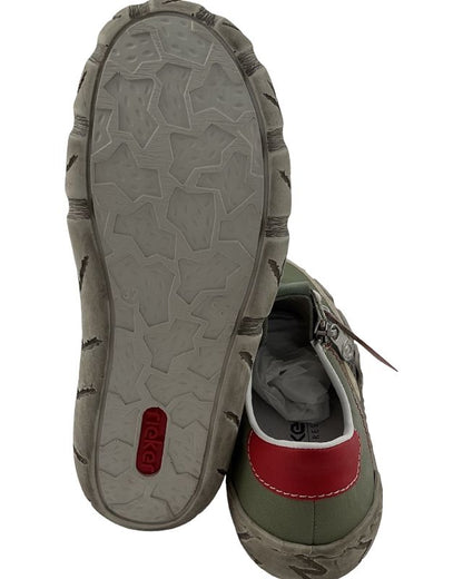 Rieker Damen Slipper L0355-52 Grün,Kunstleder,Decksohle-Leder
