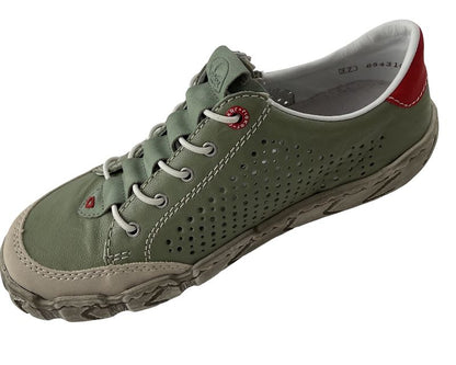 Rieker Damen Slipper L0355-52 Grün,Kunstleder,Decksohle-Leder