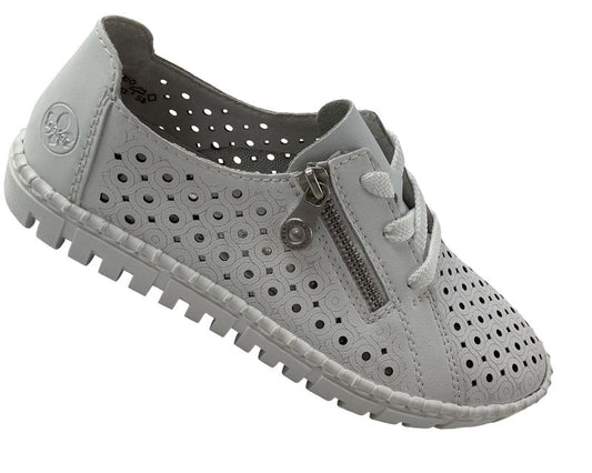 Rieker Damen Schnürschuhe M2300-80 Weiß Leder/Synthetik
