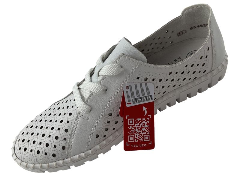 Rieker Damen Schnürschuhe M2300-80 Weiß Leder/Synthetik