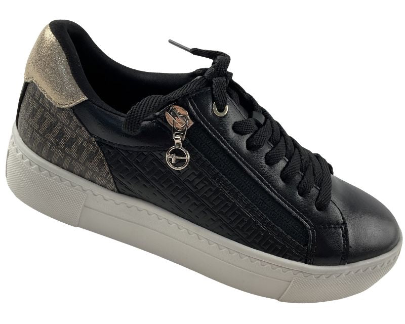 Tamaris Damen Sneaker Low 1-23313-41 048 Schwarz/Gold