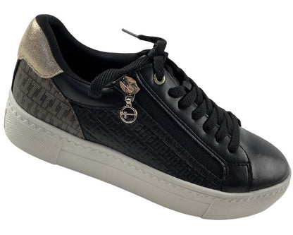 Tamaris Damen Sneaker Low 1-23313-41 048 Schwarz/Gold