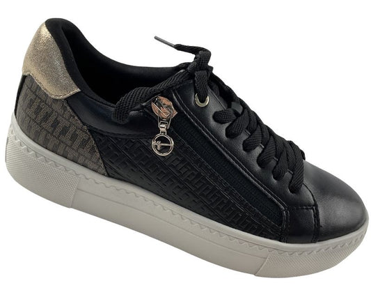Tamaris Damen Sneaker Low 1-23313-41 048 Schwarz/Gold