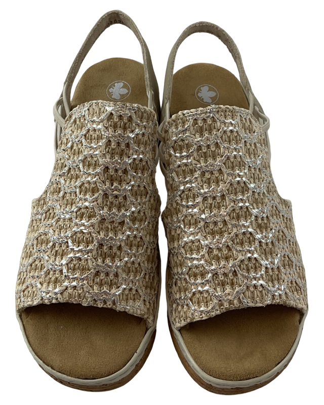 Rieker Damen Keilsandaletten 62741-60 Beige,Extraweite