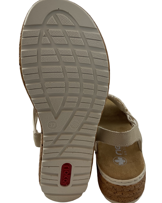 Rieker Damen Keilsandaletten 62741-60 Beige,Extraweite