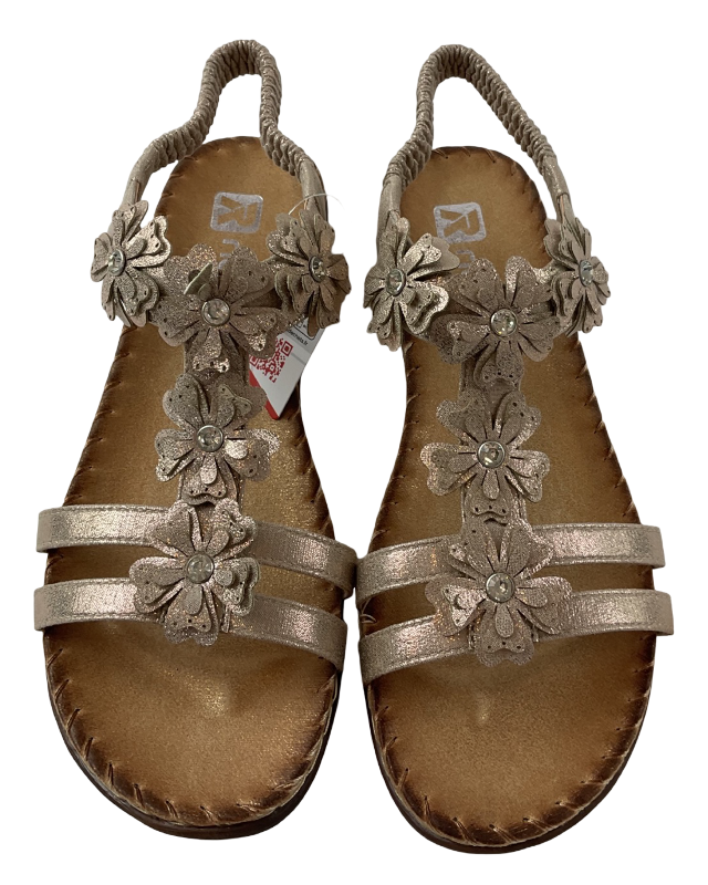 Rieker Damen Keilsandaletten V7573-90 Gold  Kunstleder