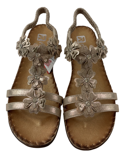 Rieker Damen Keilsandaletten V7573-90 Gold  Kunstleder
