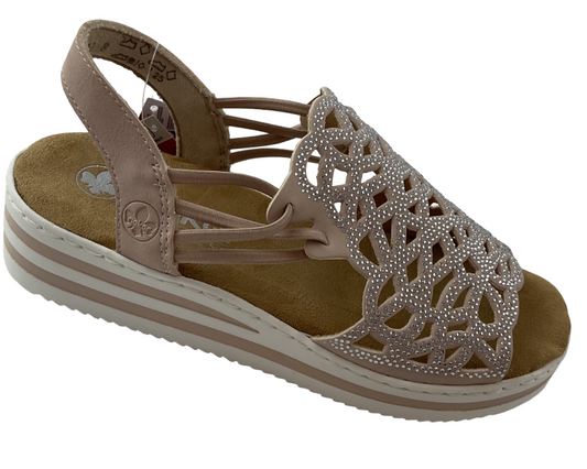 Rieker Damen Sandalen  V02441-31 Rosa ,Strasssteine
