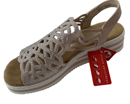 Rieker Damen Sandalen  V02441-31 Rosa ,Strasssteine