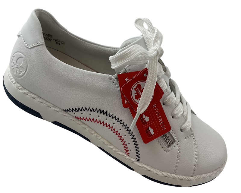 Rieker Damen Sneaker  42424-80 Leder,Weiß, Extraweite