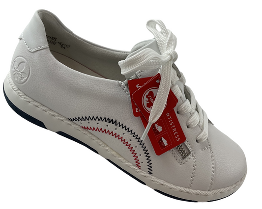 Rieker Damen Sneaker  42424-80 Leder,Weiß, Extraweite