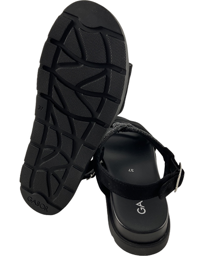 Gabor Damen Sandale 84.601.17  Samtchevr./Strass HT Schwarz