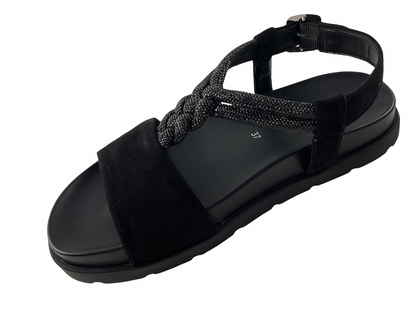 Gabor Damen Sandale 84.601.17  Samtchevr./Strass HT Schwarz